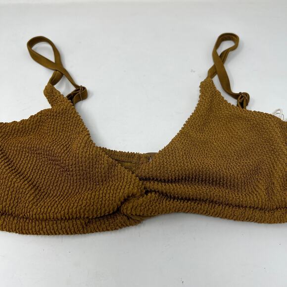 NEW! Good American Bikini Top Crinkle Always Fit Twist Top Bronze - 4 - Picture 3 of 6